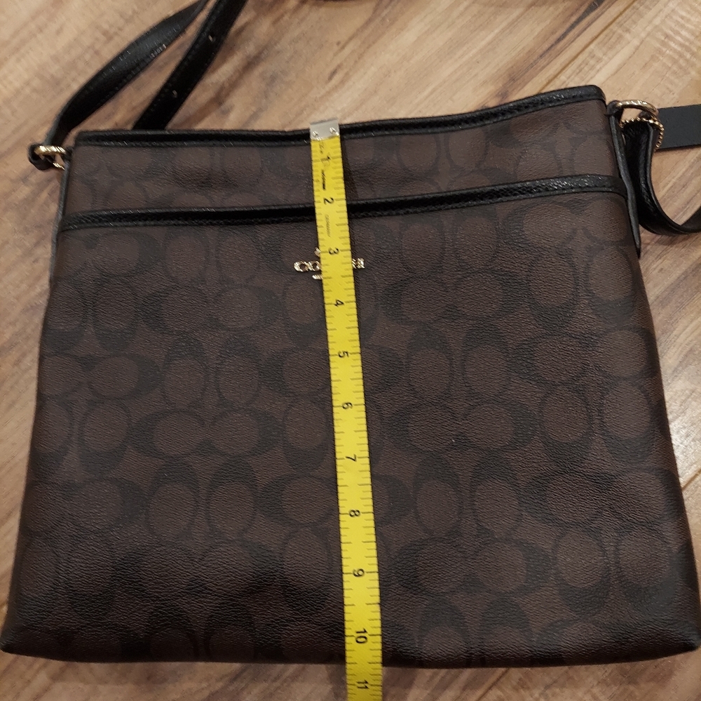 Coach Signature File Bag In Brown Coated Canvas with Black Leather Trim. EUC - Picture 12 of 13